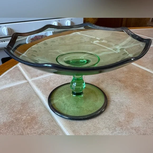 Vintage Green Depression Glass Compote Dish✨ - Picture 13 of 13